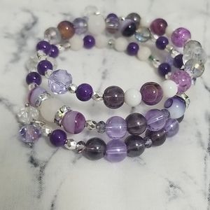 Multiple colored purple memory wire bracelet